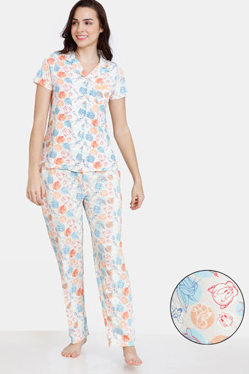 Buy Zivame Looney Tunes Knit Cotton Pyjama Set - Oatmeal Melange