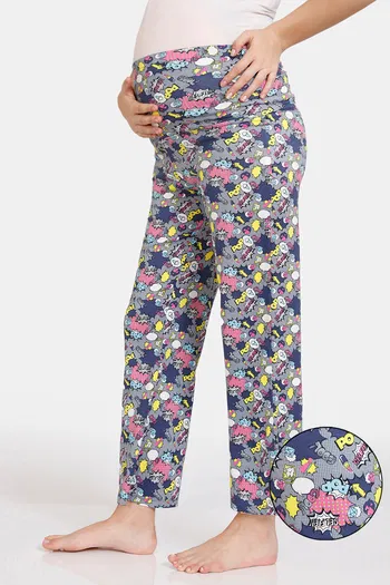 Buy Zivame Color Me Happy Knit Poly Maternity Pyjama - Quarry