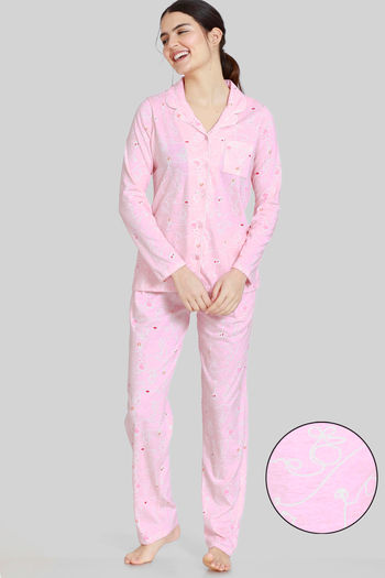 Buy Zivame Sassy Mousie Cotton Pyjama Set - Impatience Pink