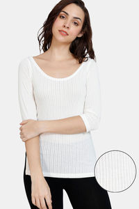 Buy Zivame Thermal Viscose Pointelle Knit Top  - Pearled Ivory