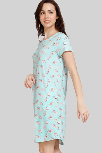 Buy Zivame Bunny Rolls Knit Cotton Knee Length Nightdress - Plume at Rs.448  online