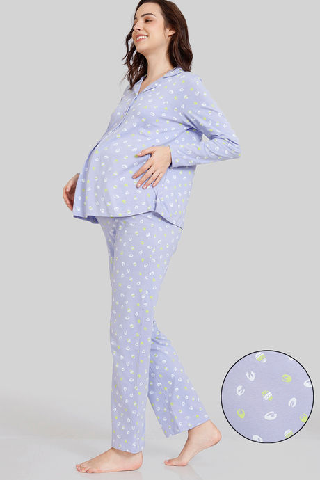 Buy Zivame Maternity Bunny Rolls Knit Cotton Pyjama Set - Sweet Lavender at  Rs.1048 online