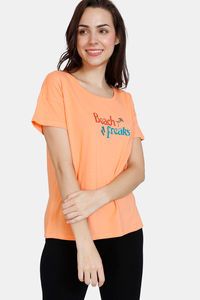 Buy Zivame Summertime Knit Cotton Top - Canteloupe