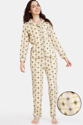 Buy Zivame Ikat Knit Cotton Pyjama Set - Southern Moss