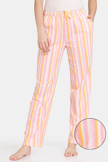 Buy Zivame Ikat Knit Cotton Pyjama - Candy Pink