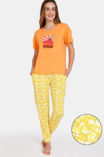 Buy Zivame Z Fun Knit Poly Pyjama Set - Maize