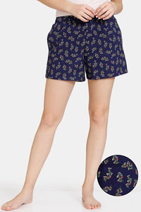 Buy Zivame Floating Florals Woven Shorts - Medieval Blue
