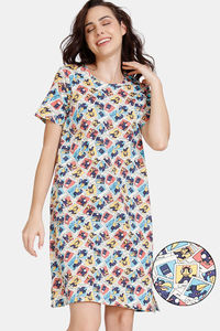 Buy Zivame Boots & Bailey Knit Cotton Knee Length Nightdress - Afterglow