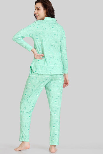 Buy Zivame Country Songs Knit Cotton Pyjama Set Bay at Rs.998