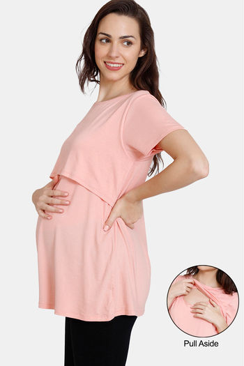Buy Zivame Maternity Lounge Knit Poly Loungewear Top - Coral Cloud at  Rs.583 online