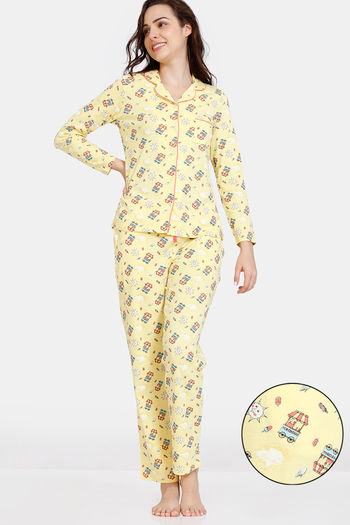 Buy Zivame Summer Treat Knit Cotton Pyjama Set - Popcorn