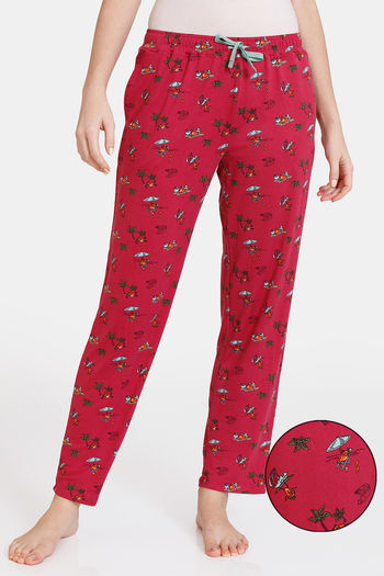 Buy Zivame Summertime Knit Cotton Pyjama - Sangria