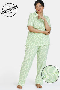 Buy Zivame True Curve Optics Fun Knit Cotton Pyjama Set - Jade Lime