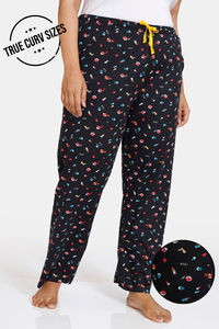 Buy Zivame True Curve Color Me Happy Knit Poly Pyjama - Moonless Night
