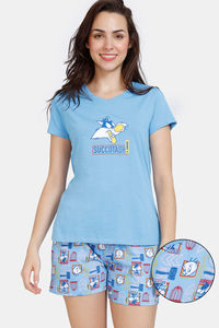Buy Zivame Looney Tunes Knit Cotton Shorts Sets - Lil Boy Blue