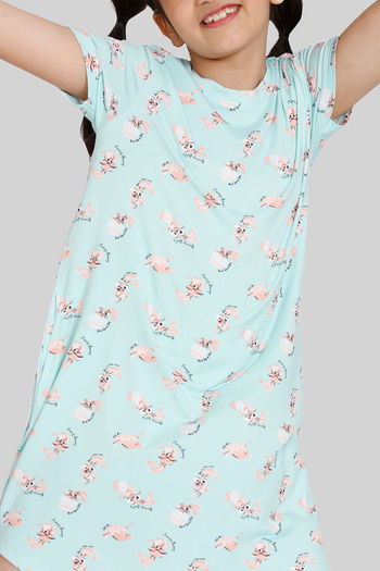 Buy Zivame Maternity Bunny Rolls Knit Cotton Knee Length Nightdress - Sweet  Lavender Online