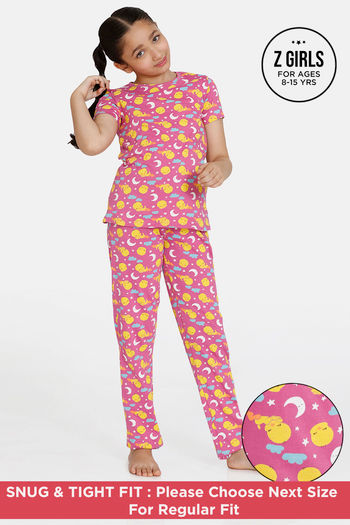 Buy Zivame Girls Looney Tunes Knit Cotton Pyjama Set - Ibis Rose