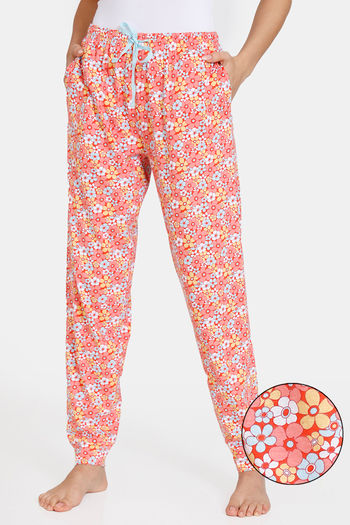 Buy Zivame Retro Flowers Knit Cotton Pyjama - Cherry Tomato