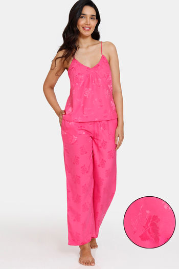 Buy Zivame Floral Vows Woven Pyjama Set - Tea Rose