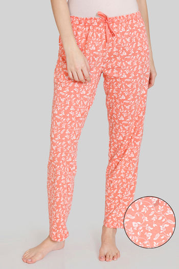 Buy Zivame Blush Bloom Knit Poly Pyjama - Burnt Coral