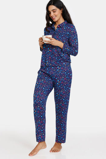 Buy Zivame Halloween Knit Poly Pyjama Set - Medieval Blue at Rs