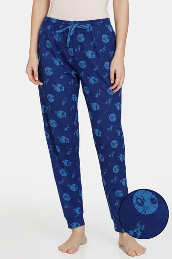 Buy Zivame Trendy Basics Knit Cotton Pyjama - Medieval Blue