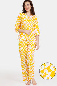 Buy Zivame Retro Flaunt Woven Pyjama Set - Symphonic Sunset