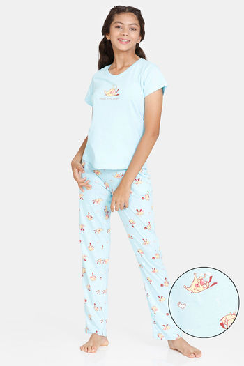 Buy Zivame Girls Chasing Tails Knit Cotton Pyjama Set - Atomizer