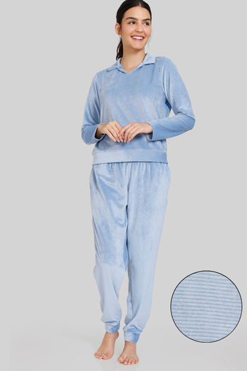 Buy Zivame Corduroy Knit Poly Pyjama Set - Allure