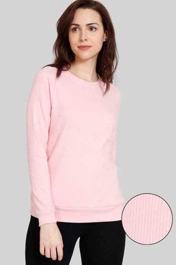 Buy Zivame Ribbed Knit Poly Loungewear Top - Almond Blossom