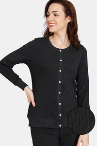 Buy Zivame Easy Days Ribbed Knit Poly Lounge Top - Black
