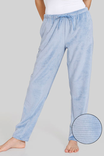 Buy Zivame Midnight Magic Ribbed Velour Knit Poly Loungewear Pants - Allure