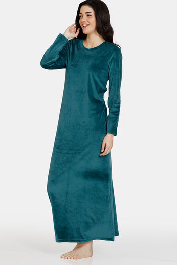 Buy Zivame Plush Velour Knit Poly Loungewear Dress - Midnight Sail at  Rs.733 online
