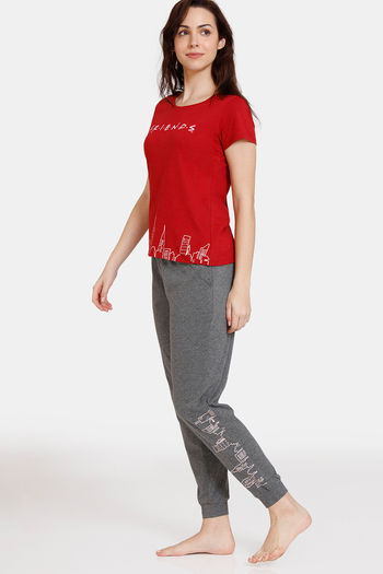 Buy Zivame Friends Knit Cotton Pyjama Set - Anthra Melange at  online  | Nightwear online