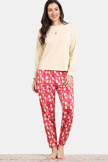 Buy Zivame Taash Knit Poly Pyjama Set - Arabesque at Rs.1148 online