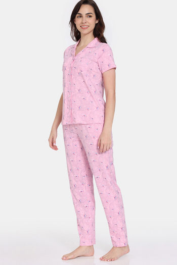 Buy Zivame Tell A Tale Knit Cotton Pyjama Set - Candy Pink at Rs.1102  online