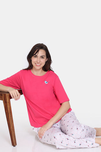 Buy Zivame Tell A Tale Knit Cotton Pyjama Set - Bright White at Rs.1017  online