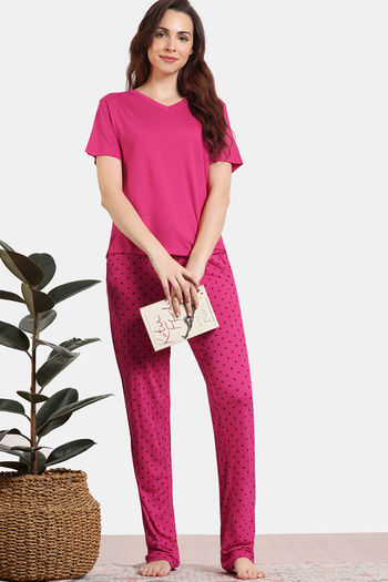 Buy Zivame Marshmallow Knit Cotton Pyjama Set - Jazzy