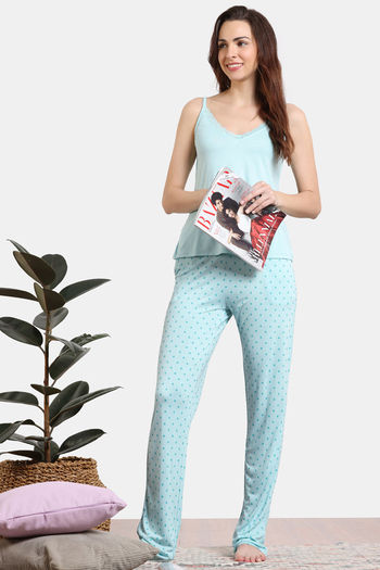 Buy Zivame Marshmallow Knit Cotton Pyjama Set - Plume