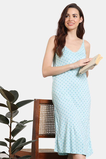 Buy Zivame Marshmallow Knit Cotton Knee Length Nightdress - Plume