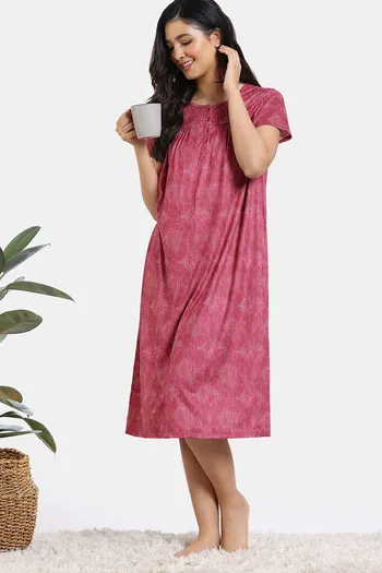 Printed Cotton Ladies Regular Fit Short Nightgown, Sleeveless, Pink (Base)  at best price in Mumbai