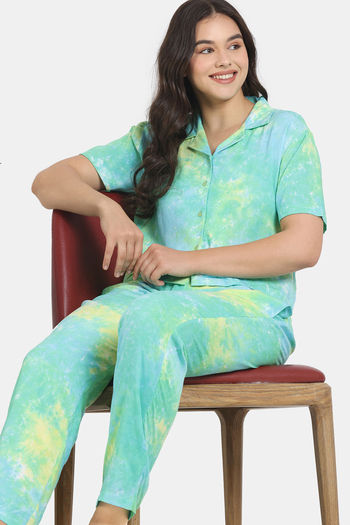 Zivame Dreamverse Woven Loungewear Set - Pale Banana