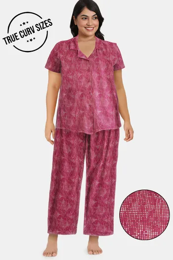 Buy Zivame True Curv Lazy Days Knit Cotton Pyjama Set - Jazzy