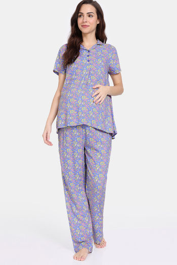 Buy Zivame Maternity Knit Cotton Pyjama - Pink Icing at Rs.500