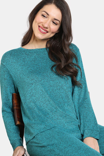 Buy Zivame Light Jaspe Knit Poly Sweatshirt - Alexandrite
