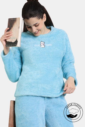 Buy Zivame Fancy Fur Knit Poly Sweatshirt - Ipanema