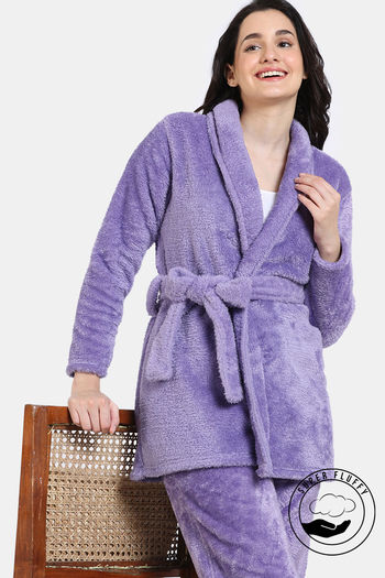 Buy Zivame Fancy Fur Knit Poly Robe - Daybreak