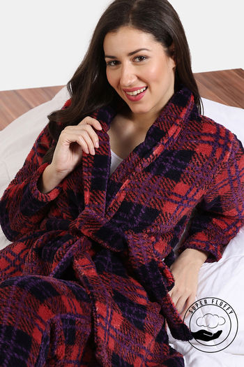 Buy Zivame Fancy Fur Knit Poly Robe - Rhododendron