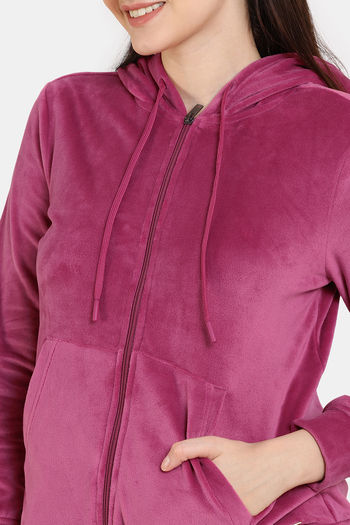 Buy Zivame Plush Velour Knit Poly Hoodie - Malaga at Rs.948 online
