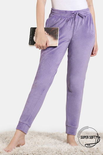 Buy Zivame Plush Velour Knit Poly Loungewear Bottom - Chalk Violet